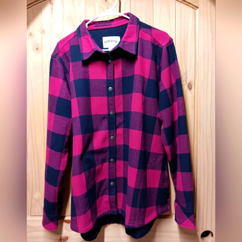 Orvis Pink and Blue Plaid Shacket NWOT